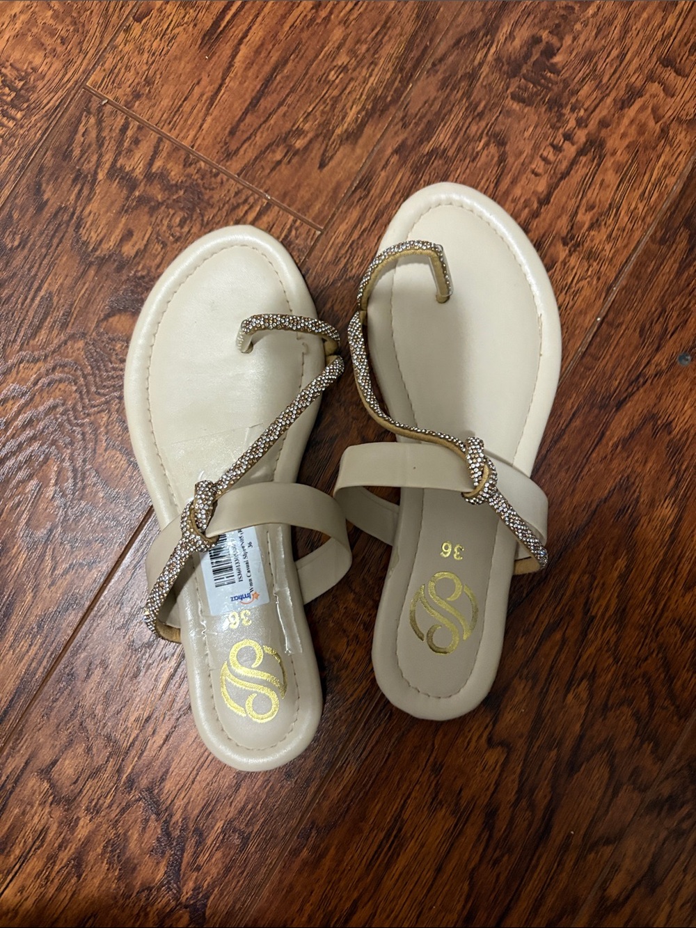 Beige Crystal-Twist Women's Sandals